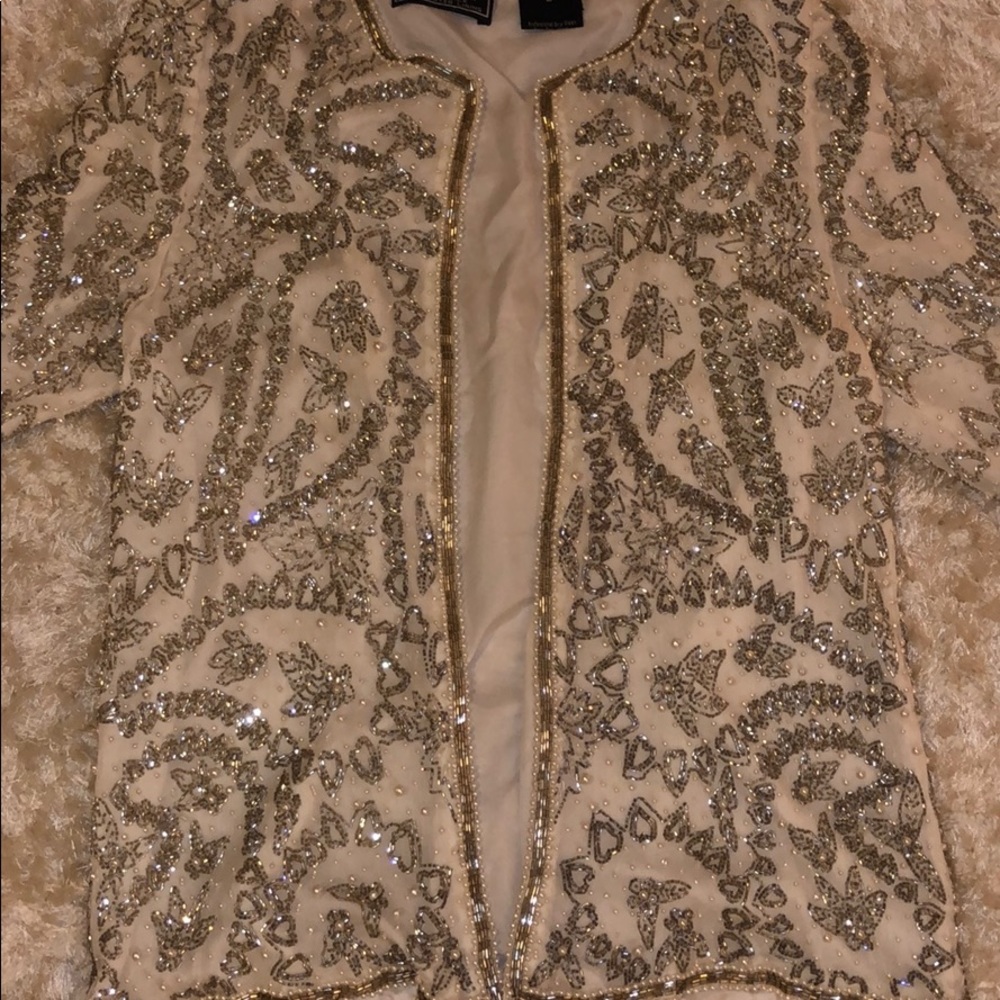 White Beaded pearl jacket
